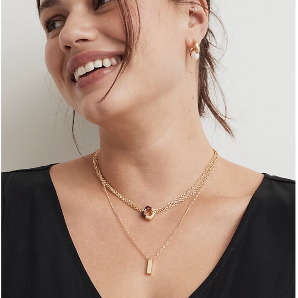 Madewell Colorblock Square Necklace Set 22$